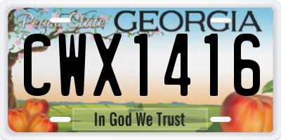 GA license plate CWX1416