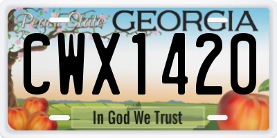GA license plate CWX1420
