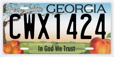 GA license plate CWX1424