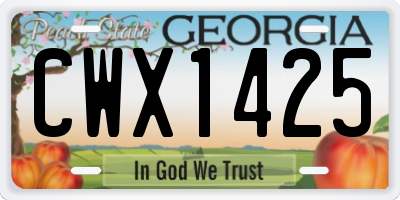 GA license plate CWX1425