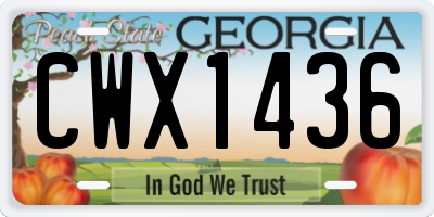 GA license plate CWX1436