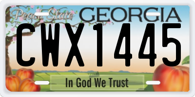 GA license plate CWX1445
