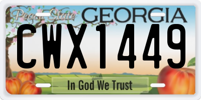 GA license plate CWX1449