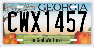 GA license plate CWX1457