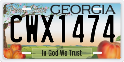 GA license plate CWX1474