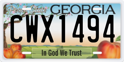 GA license plate CWX1494