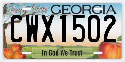 GA license plate CWX1502