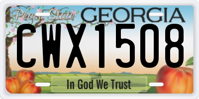 GA license plate CWX1508
