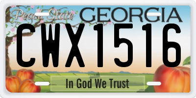 GA license plate CWX1516