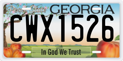 GA license plate CWX1526