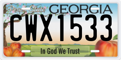 GA license plate CWX1533