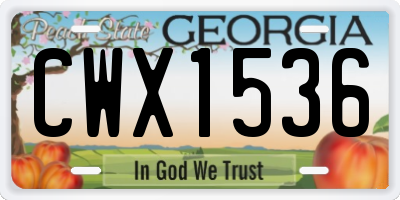 GA license plate CWX1536