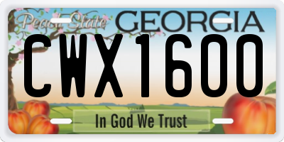 GA license plate CWX1600