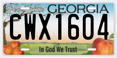 GA license plate CWX1604