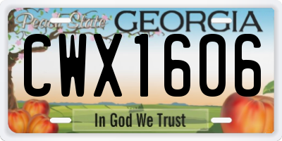 GA license plate CWX1606