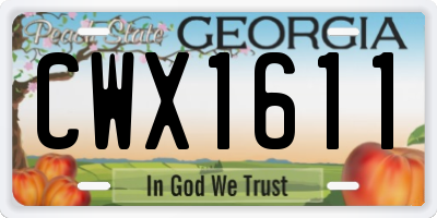 GA license plate CWX1611