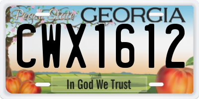 GA license plate CWX1612