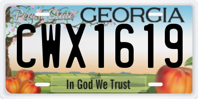GA license plate CWX1619