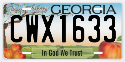 GA license plate CWX1633