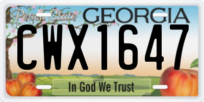 GA license plate CWX1647