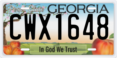 GA license plate CWX1648