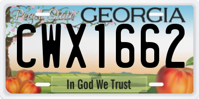 GA license plate CWX1662