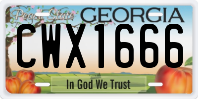 GA license plate CWX1666