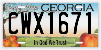 GA license plate CWX1671