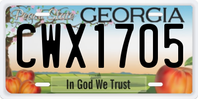 GA license plate CWX1705