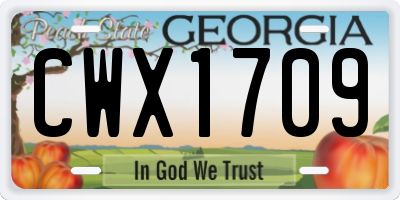 GA license plate CWX1709