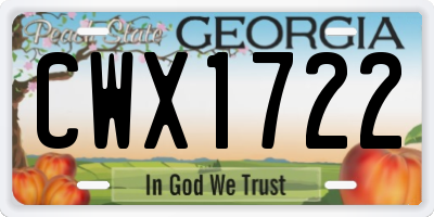 GA license plate CWX1722