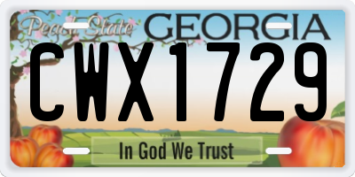 GA license plate CWX1729