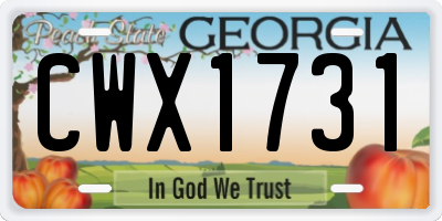 GA license plate CWX1731
