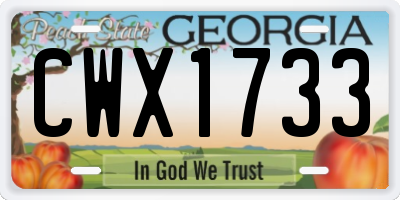 GA license plate CWX1733