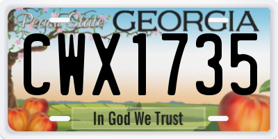GA license plate CWX1735