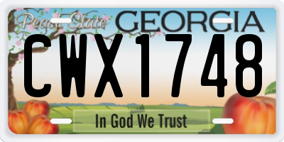 GA license plate CWX1748