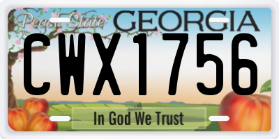 GA license plate CWX1756