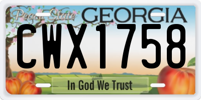 GA license plate CWX1758