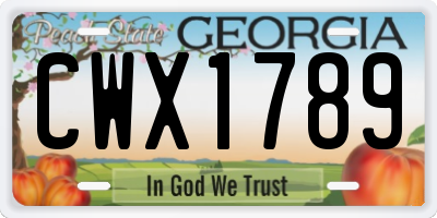 GA license plate CWX1789