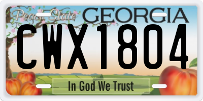 GA license plate CWX1804