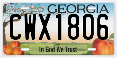 GA license plate CWX1806