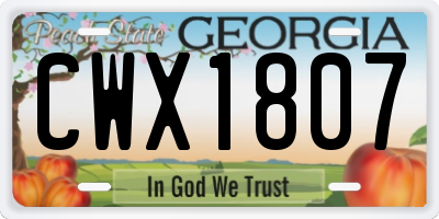 GA license plate CWX1807