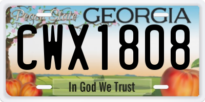 GA license plate CWX1808