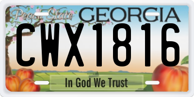 GA license plate CWX1816