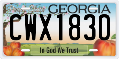 GA license plate CWX1830