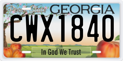GA license plate CWX1840