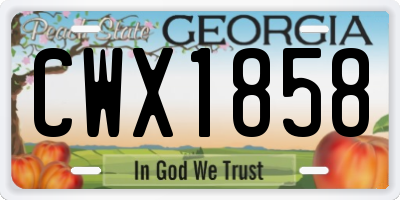 GA license plate CWX1858