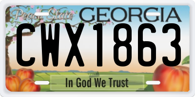 GA license plate CWX1863