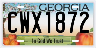 GA license plate CWX1872