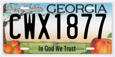GA license plate CWX1877